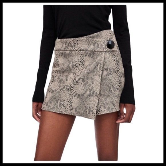 ZARA Snakeskin Print Split Skirt / Skort - Picture 1 of 6